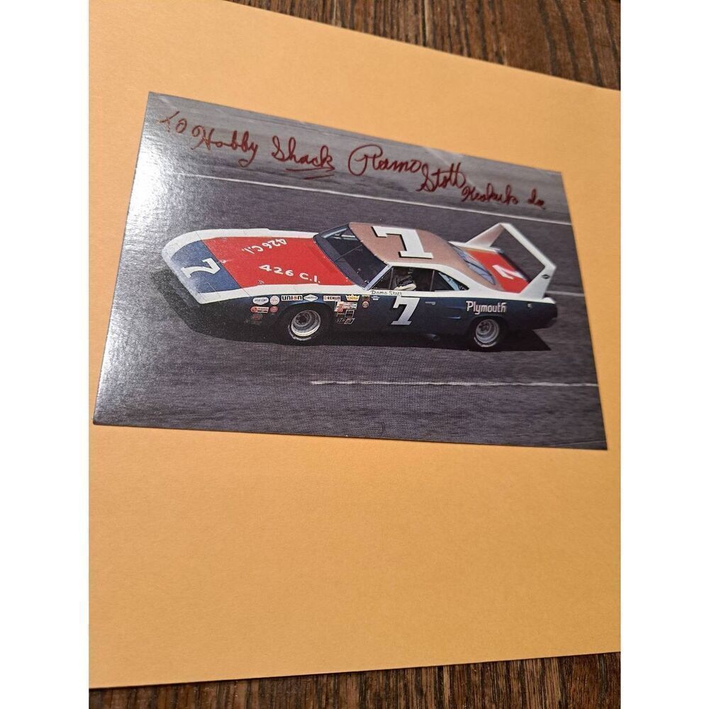 Vintage Ramos Stott Signed NASCAR Postcard TG Racing Wing Series Ply Superbird